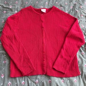 Womens Crystal Kole Red Button Up Cardigan Size XL